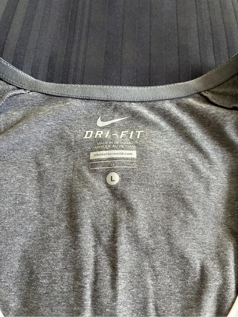 Nike Women's Dark Gray V-Neck Dri-FIT Short Sleeve Top